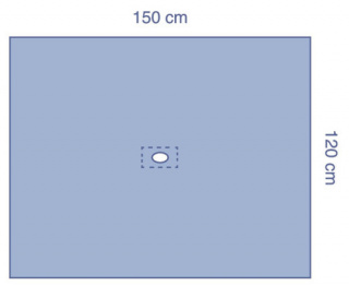 Medline OP-Lochtuch "Essential" 120 x 150 cm Öffnung 5 x 8 cm selbstklebend blau